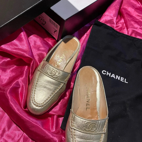 Chanel Gold Slip-On Loafers - Picture 5 of 12